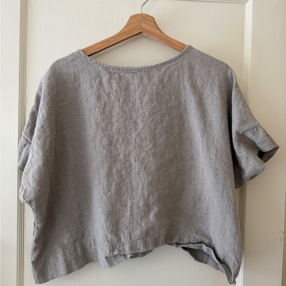 Linenfox Mona top in natural grey, size L-XL - Picture 3 of 5